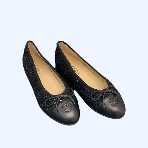[ 샤넬 ] 트위드 발레리나 플랫