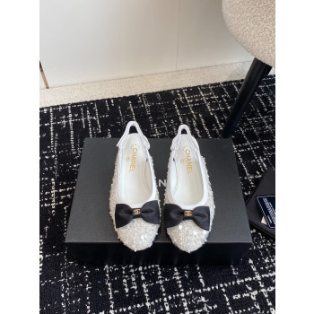 [ 샤넬 ] 리본 메탈릭 플랫 슈즈