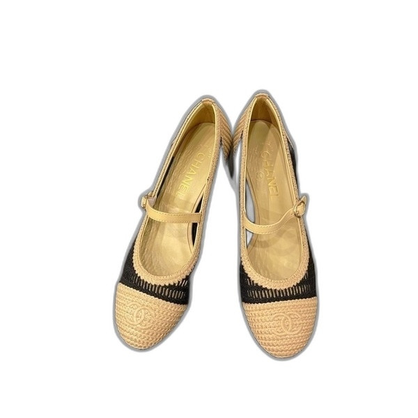 [ Chanel ] 샤넬 라피아 메리제인 플랫 힐