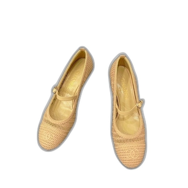 [ Chanel ] 샤넬 라피아 메리제인 플랫 힐