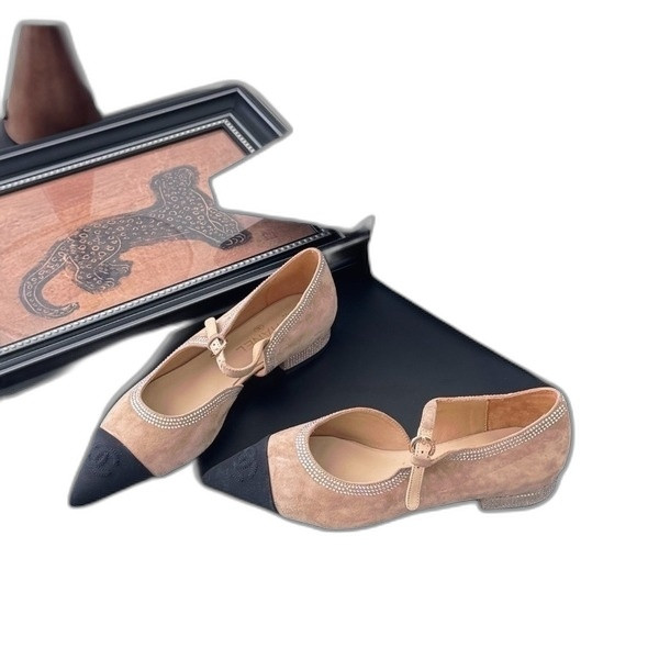 [ Chanel ] 샤넬 스웨이드 스틸레토 플랫