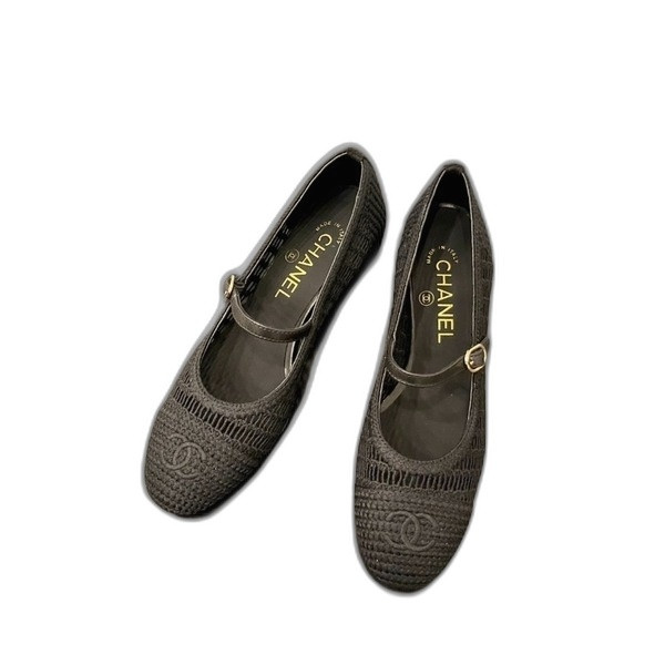 [ Chanel ] 샤넬 라피아 메리제인 플랫 힐