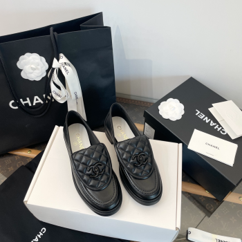 [ 샤넬 ] 뉴 퀼팅 블랙 버클 버클 로퍼