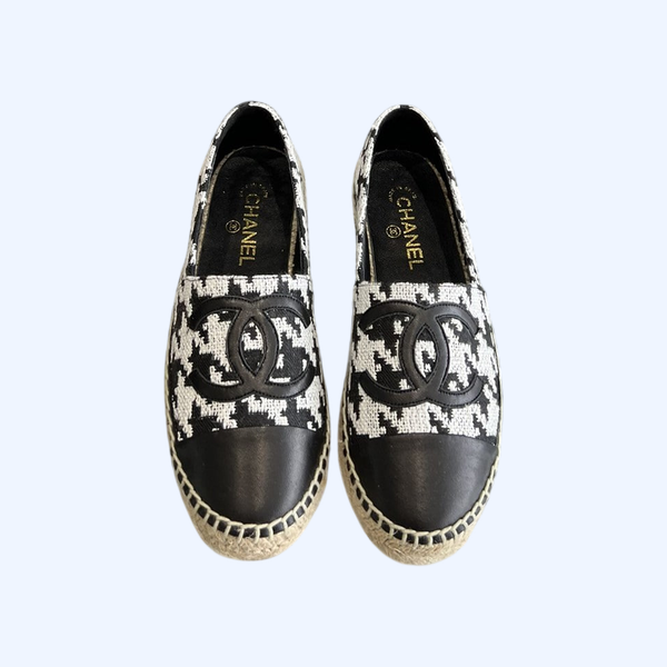 [ 샤넬 ] CC 로고 트위드 에스파듀 로퍼