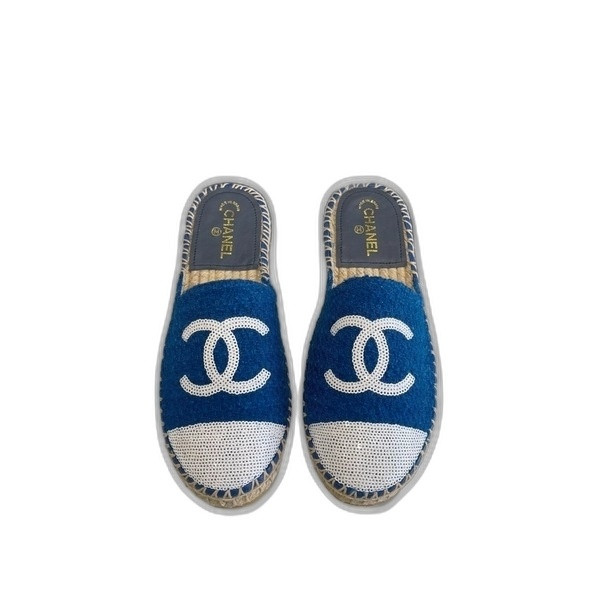 [ 샤넬 ] CC 로고 트위드 에스파듀 여성 샌들 슬리퍼