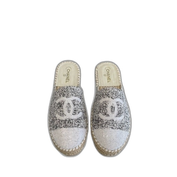 [ 샤넬 ] CC 로고 트위드 에스파듀 여성 샌들 슬리퍼