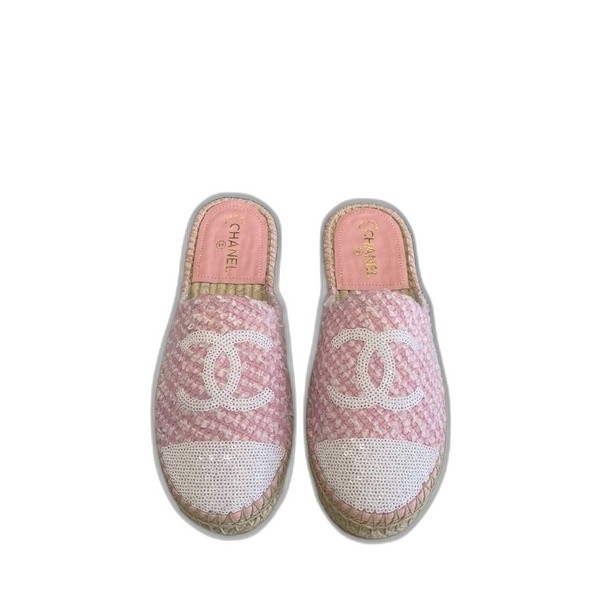 [ 샤넬 ] CC 로고 트위드 에스파듀 여성 샌들 슬리퍼