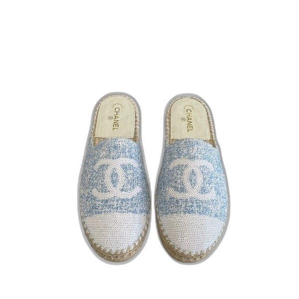 [ 샤넬 ] CC 로고 트위드 에스파듀 여성 샌들 슬리퍼