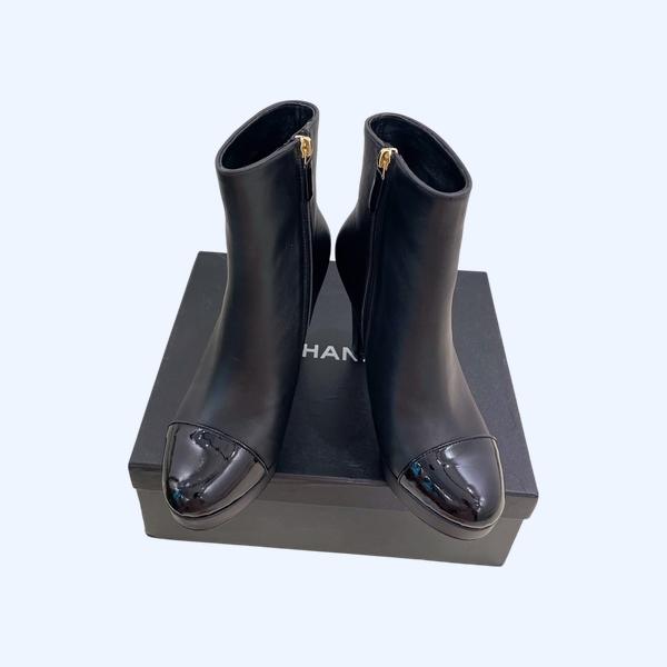 [ Chanel ] 샤넬 가죽 앵클 부츠