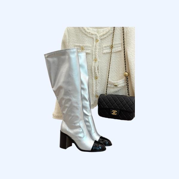 [ Chanel ] 샤넬 배색 통굽 부츠