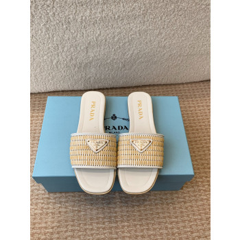 [ 프라다 ] 크로셰 라피아 플랫 샌들