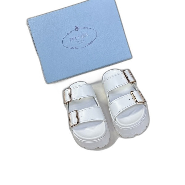 [ Prada ] 프라다 가죽 스트랩 슬라이드