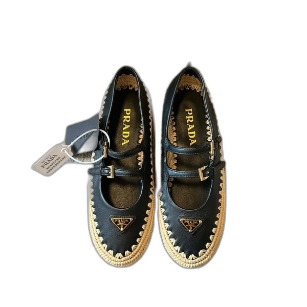 [ Prada ] 프라다 가죽 라피아 발레리나