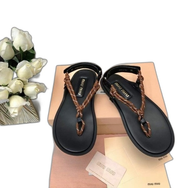 [Miu Miu] 미우미우 리비에르 코드 가죽 샌들