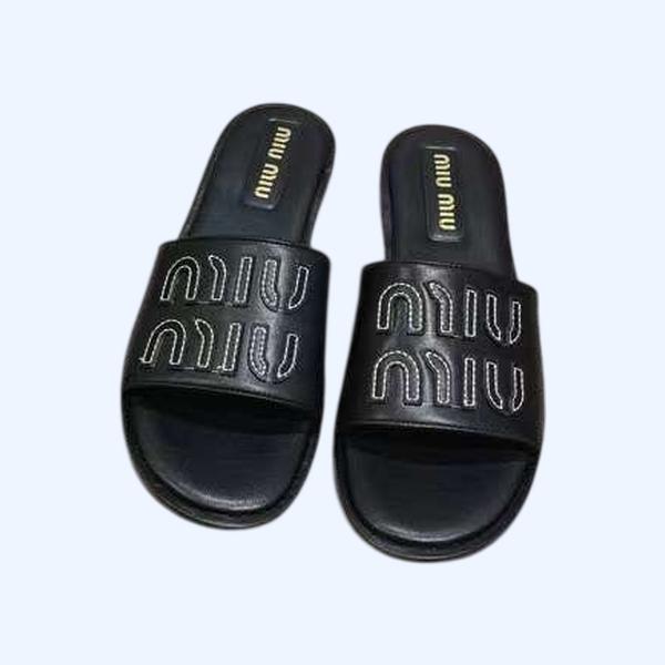 [Miu Miu] 미우미우 라피아 가죽 슬라이드