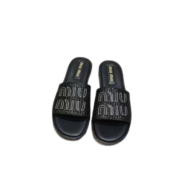 [Miu Miu] 미우미우 라피아 우븐 패브릭 슬라이드