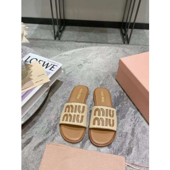 [Miu Miu] 미우미우 라피아 우븐 패브릭 슬라이드