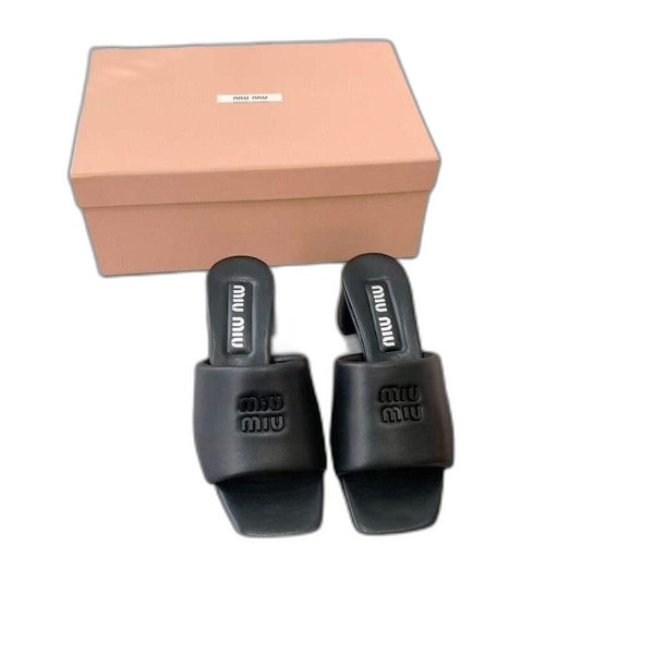 [Miu Miu] 미우미우 나파 가죽 슬라이드 뮬