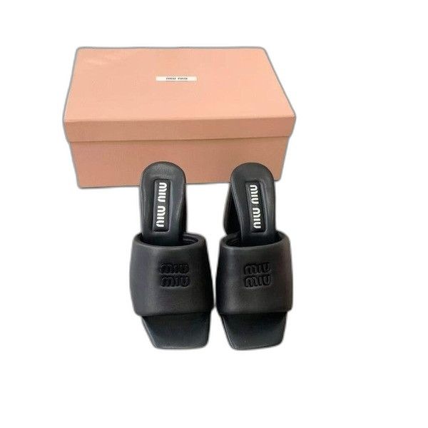 [Miu Miu] 미우미우 나파 가죽 슬라이드 뮬