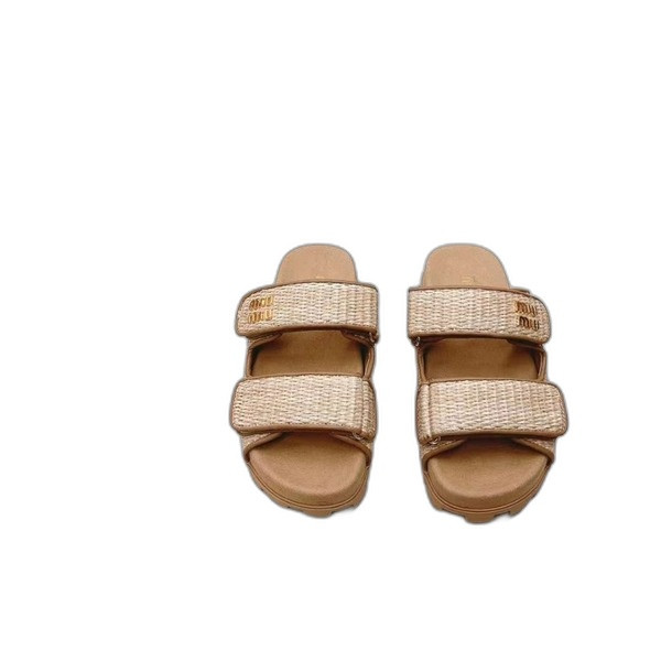 [Miu Miu] 미우미우 라피아 우븐 패브릭 슬라이드