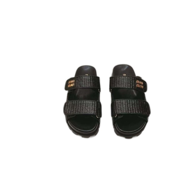 [Miu Miu] 미우미우 라피아 우븐 패브릭 슬라이드