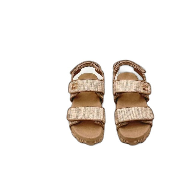 [Miu Miu] 미우미우 라피아 우븐 패브릭 샌들