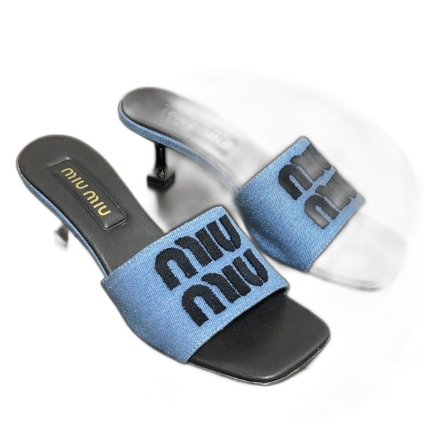 [ Miu Miu ] 미우미우 로고 데님 뮬