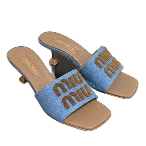 [ Miu Miu ] 미우미우 로고 데님 뮬