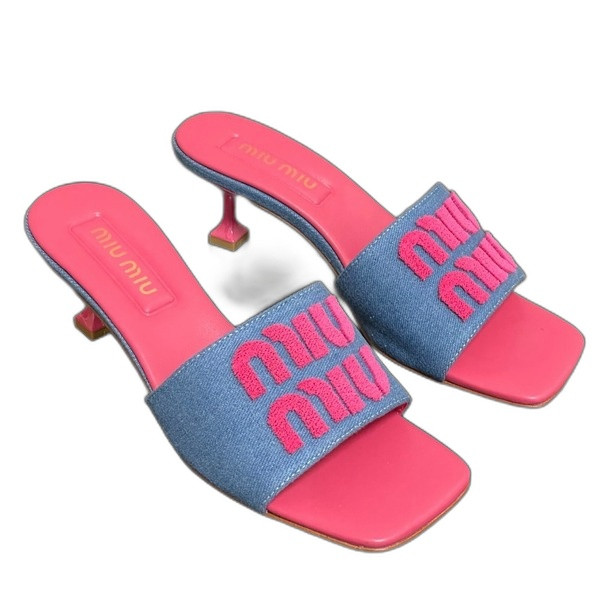 [ Miu Miu ] 미우미우 로고 데님 뮬