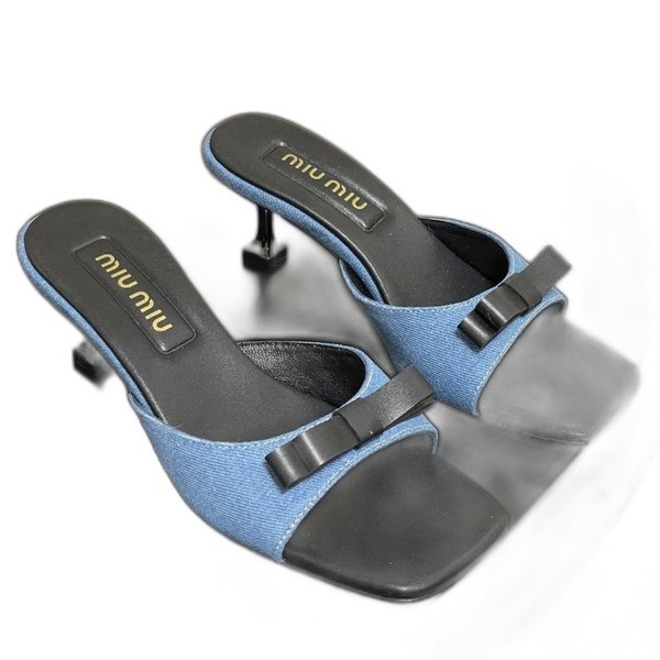 [ Miu Miu ] 미우미우 리본 데님 뮬