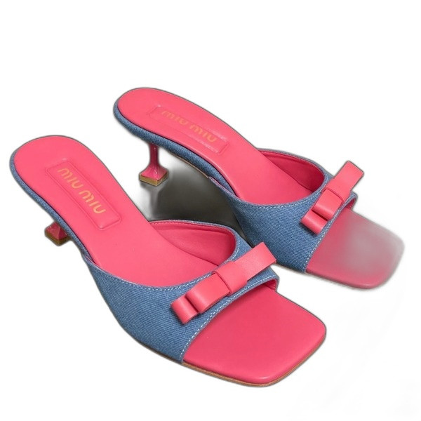 [ Miu Miu ] 미우미우 리본 데님 뮬