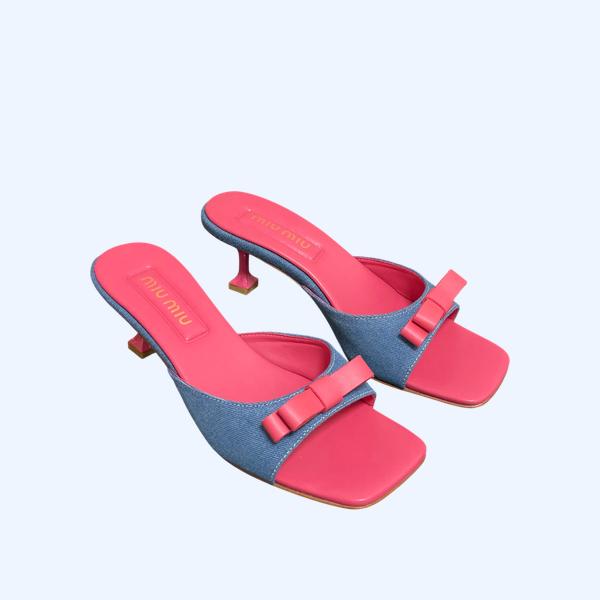 [ Miu Miu ] 미우미우 리본 데님 뮬