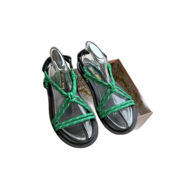 [ Miu Miu ] 미우미우 Riviere 코드 및 가죽 샌들