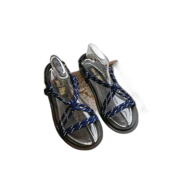 [ Miu Miu ] 미우미우 Riviere 코드 및 가죽 샌들