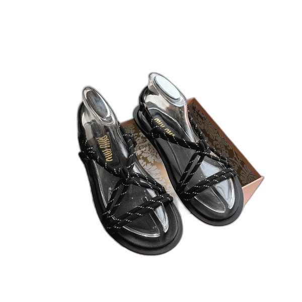 [ Miu Miu ] 미우미우 Riviere 코드 및 가죽 샌들