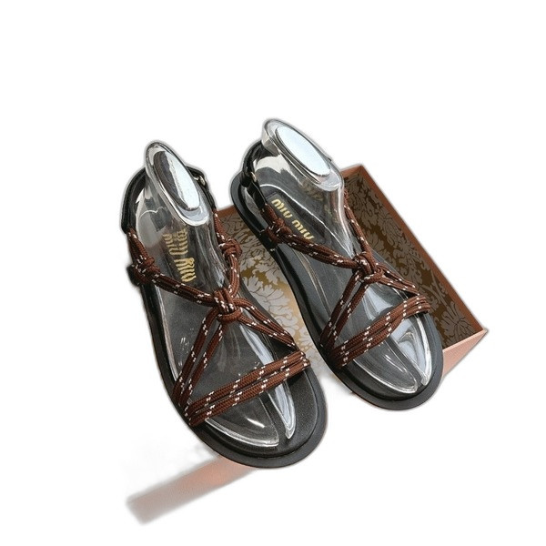 [ Miu Miu ] 미우미우 Riviere 코드 및 가죽 샌들