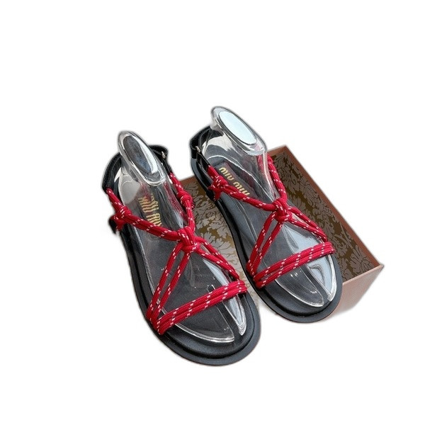 [ Miu Miu ] 미우미우 Riviere 코드 및 가죽 샌들