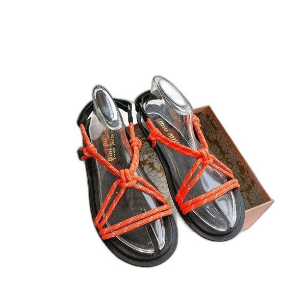 [ Miu Miu ] 미우미우 Riviere 코드 및 가죽 샌들