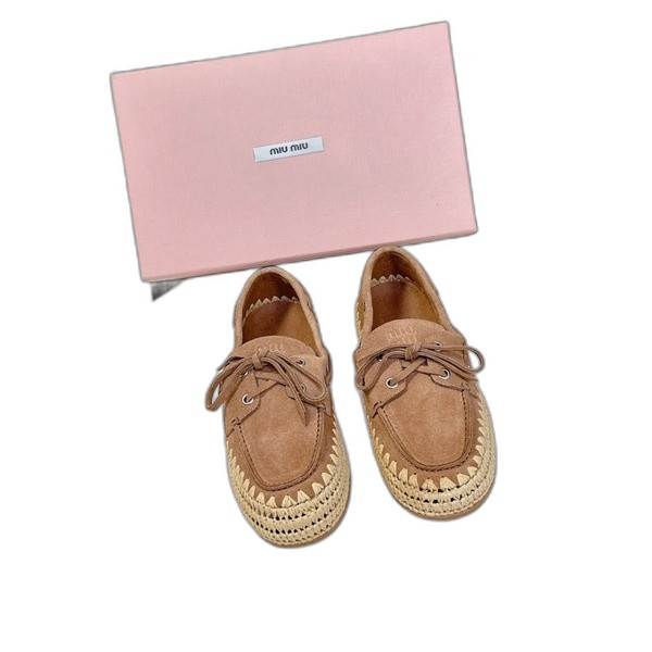 [ Miu Miu ] 미우미우 보트 슈즈 에크루