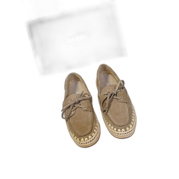 [ Miu Miu ] 미우미우 보트 슈즈 에크루