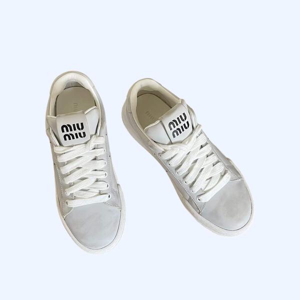 [Miu Miu] 미우미우 블리치드 가죽 스니커즈