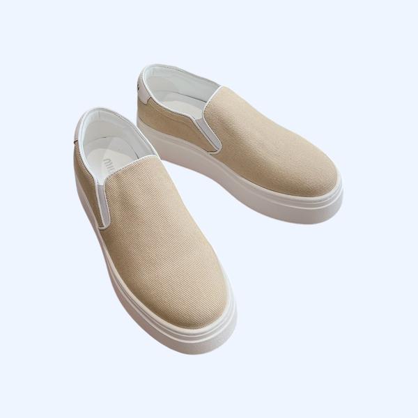 [ Miu Miu ] 미우미우 캔버스 플랫폼 스니커즈