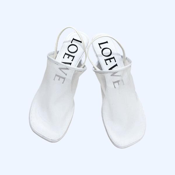 [ Loewe ] 로에베 메시 페탈 슬링백 힐 샌들