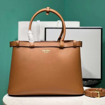 [Prada] 프라다 더블벨트 버클 가죽 핸드백 미디엄