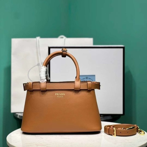 [Prada] 프라다 더블벨트 버클 가죽 핸드백 스몰