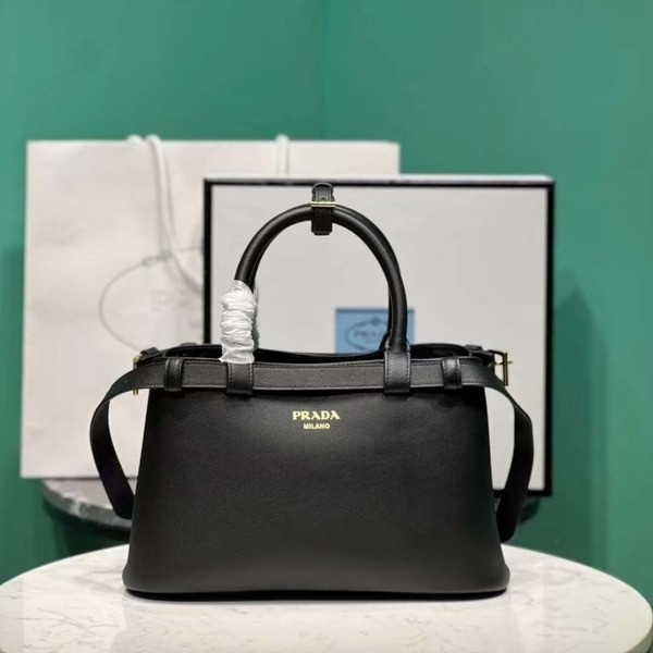 [Prada] 프라다 더블벨트 버클 가죽 핸드백 스몰