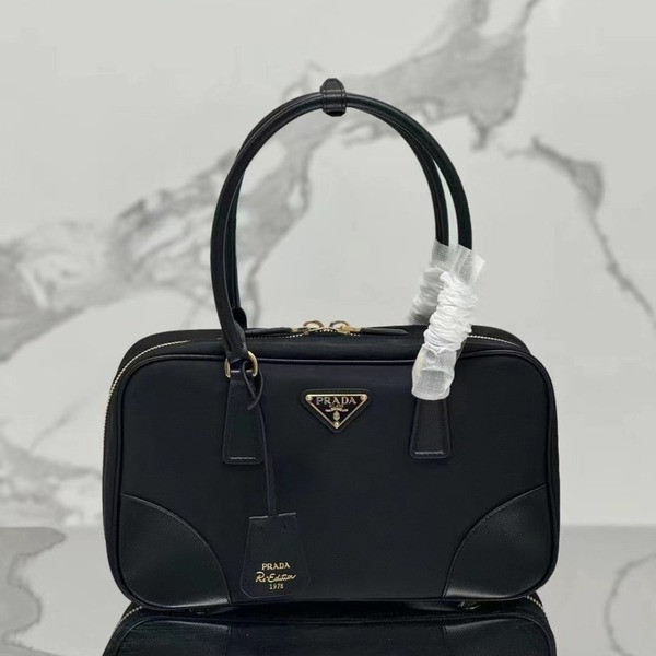 [ Prada ] 프라다 리나일론 사피아노 가죽 투핸들 백 미디엄