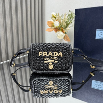 [ Prada ] 프라다 우븐 및 레더 숄더백