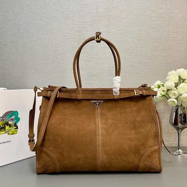 [ Prada ] 프라다 보니 엑스트라 라지 스웨이드 핸드백