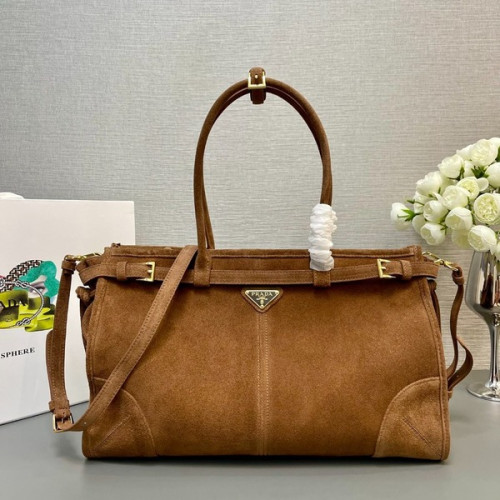 [ Prada ] 프라다 보니 라지 스웨이드 핸드백